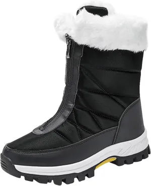 AMDBEL Snow Boots for Women, Women's Waterproof Winter Snow Boots Zipper Lightweight Warm Faux Fur Lined Mid-Calf Booties