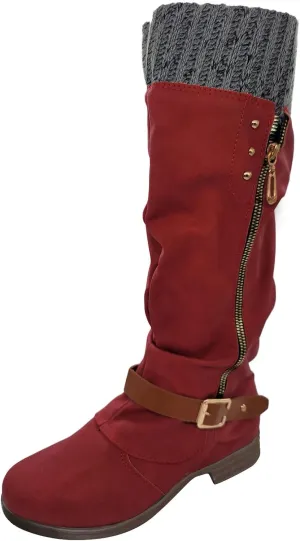 Ankle Boots For Women Suede Zipper Thigh High Boots Low Heels Knee High Boots Over Knee Tall Long Bootie