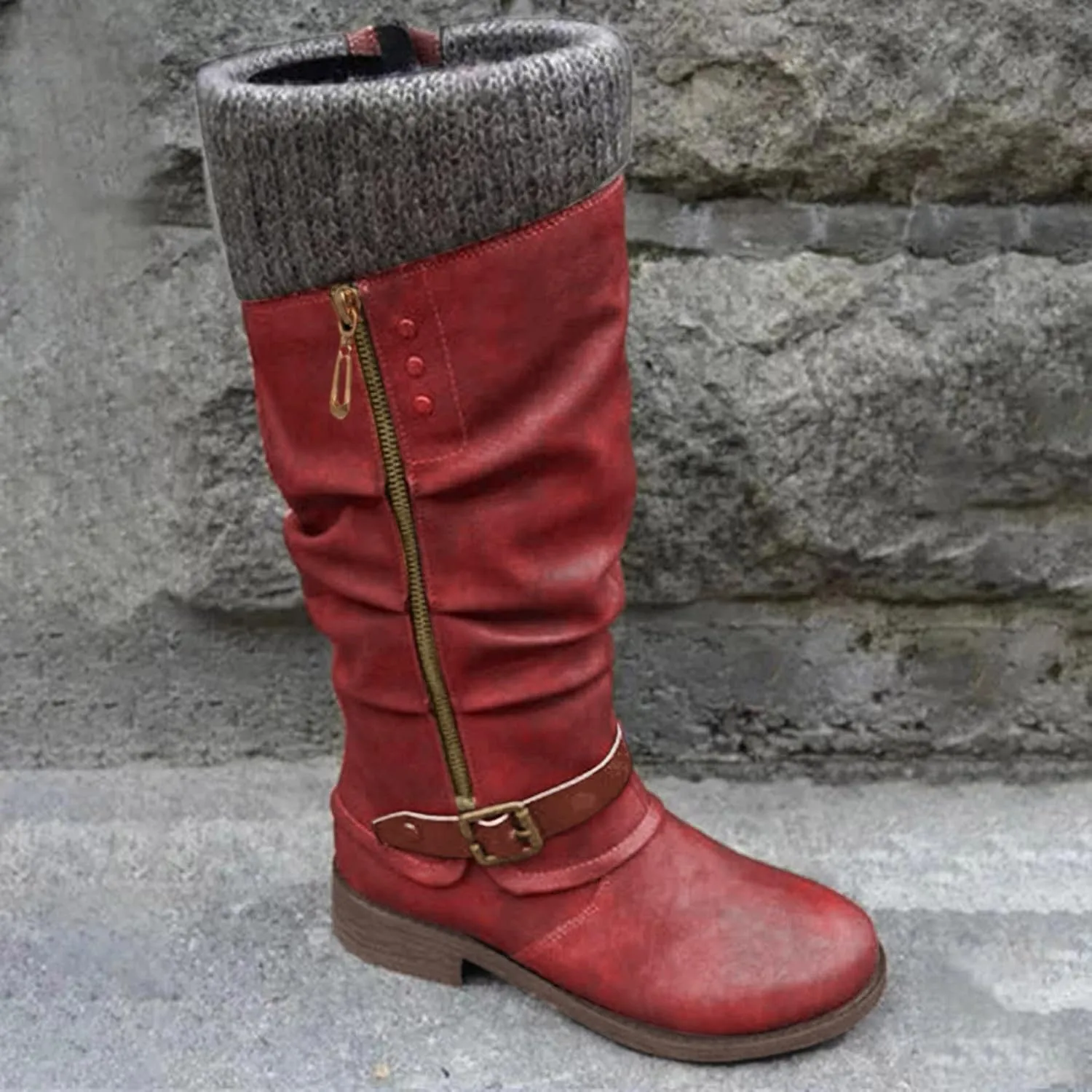 Ankle Boots For Women Suede Zipper Thigh High Boots Low Heels Knee High Boots Over Knee Tall Long Bootie