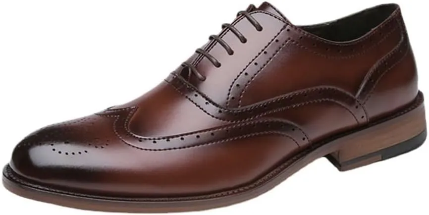 Breathable Comfy Non Slip Leather Shoes Retro Dress Oxford Mens Casual Business Comfortable Classic Lace Up