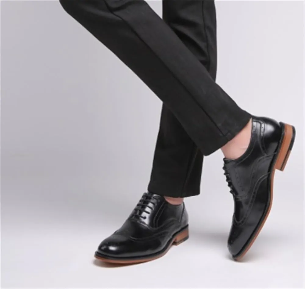 Breathable Comfy Non Slip Leather Shoes Retro Dress Oxford Mens Casual Business Comfortable Classic Lace Up