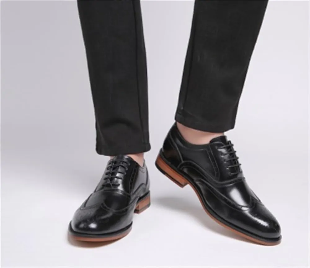 Breathable Comfy Non Slip Leather Shoes Retro Dress Oxford Mens Casual Business Comfortable Classic Lace Up
