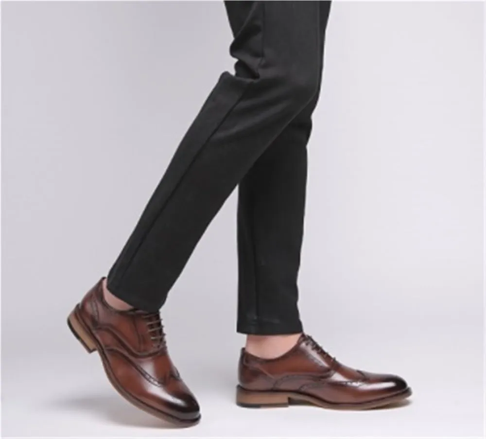Breathable Comfy Non Slip Leather Shoes Retro Dress Oxford Mens Casual Business Comfortable Classic Lace Up