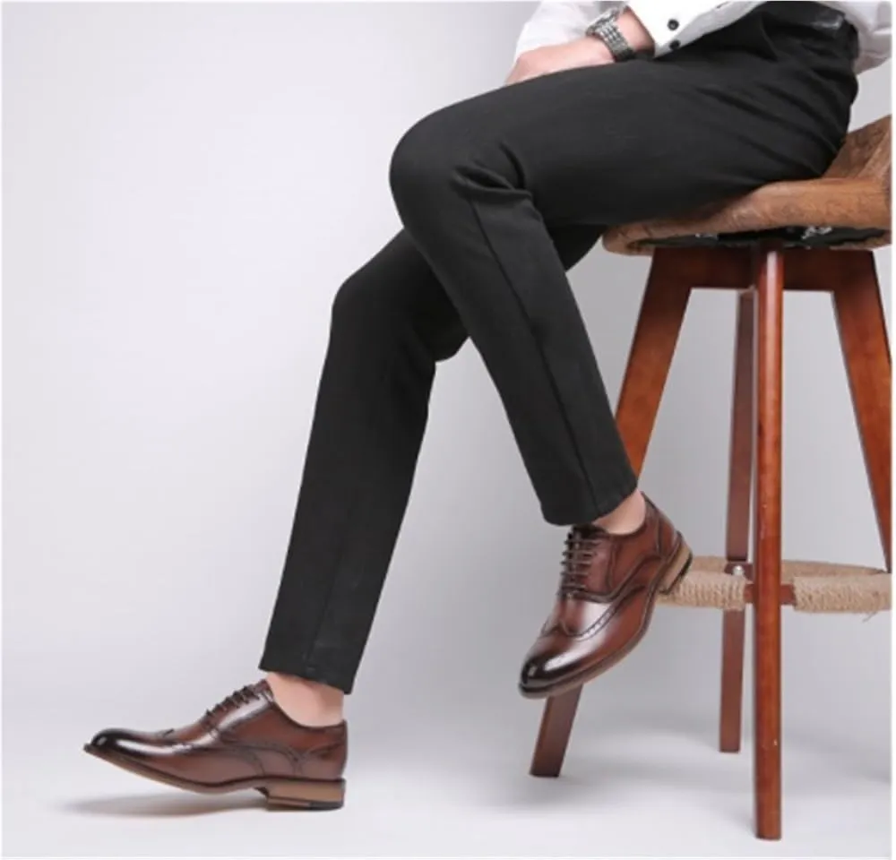 Breathable Comfy Non Slip Leather Shoes Retro Dress Oxford Mens Casual Business Comfortable Classic Lace Up