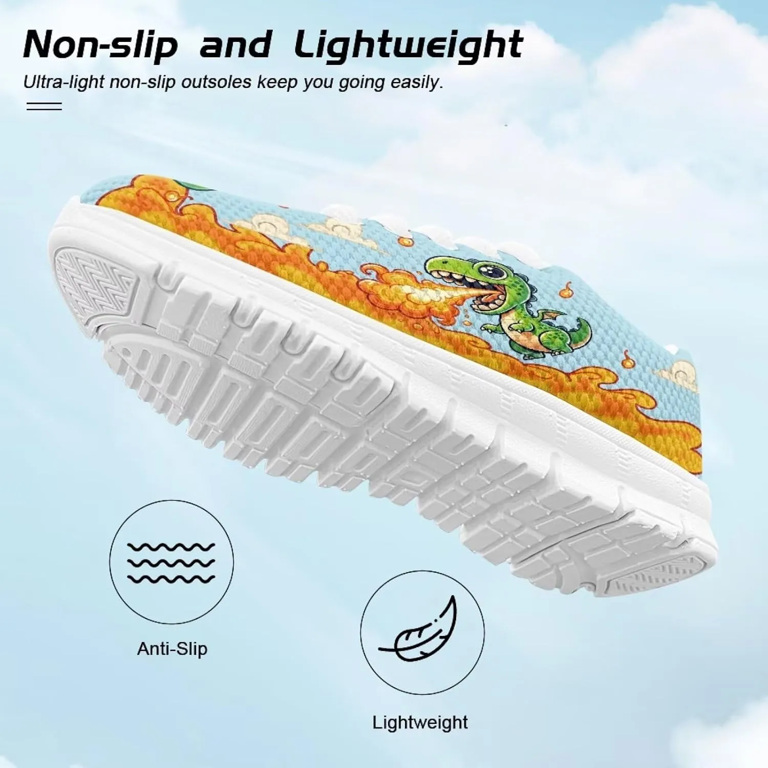 Cartoon Animal Sneakers for Boys Girls Lightweight Breathable Sports Running Tennis Shoes Anti-Skid Comfortable Casual Shoes