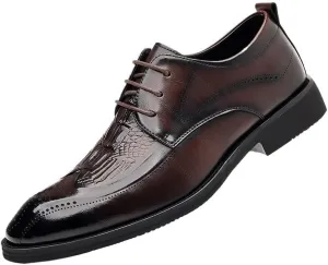 Classic Men's Leather Shoes for Business Wedding Fashionable Platform Oxfords Retro Brogue Wingtip Dress Shoes
