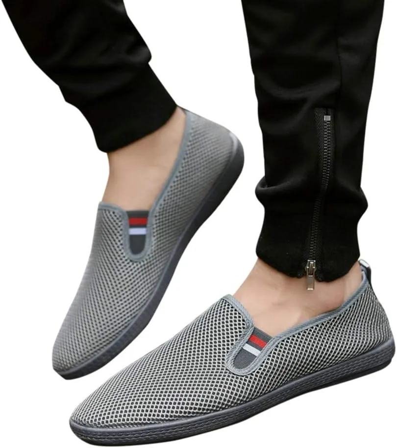 CsgrFagr Fashion Men Mesh Casual Slip-On Breathable Driving Boat Shoes Dress Shoes Sketches Men Wide Fit Shoes (Grey, 7)