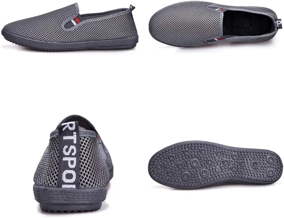 CsgrFagr Fashion Men Mesh Casual Slip-On Breathable Driving Boat Shoes Dress Shoes Sketches Men Wide Fit Shoes (Grey, 7)