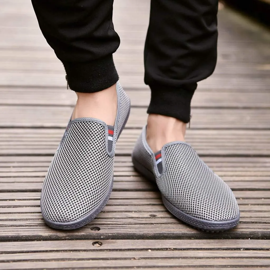 CsgrFagr Fashion Men Mesh Casual Slip-On Breathable Driving Boat Shoes Dress Shoes Sketches Men Wide Fit Shoes (Grey, 7)