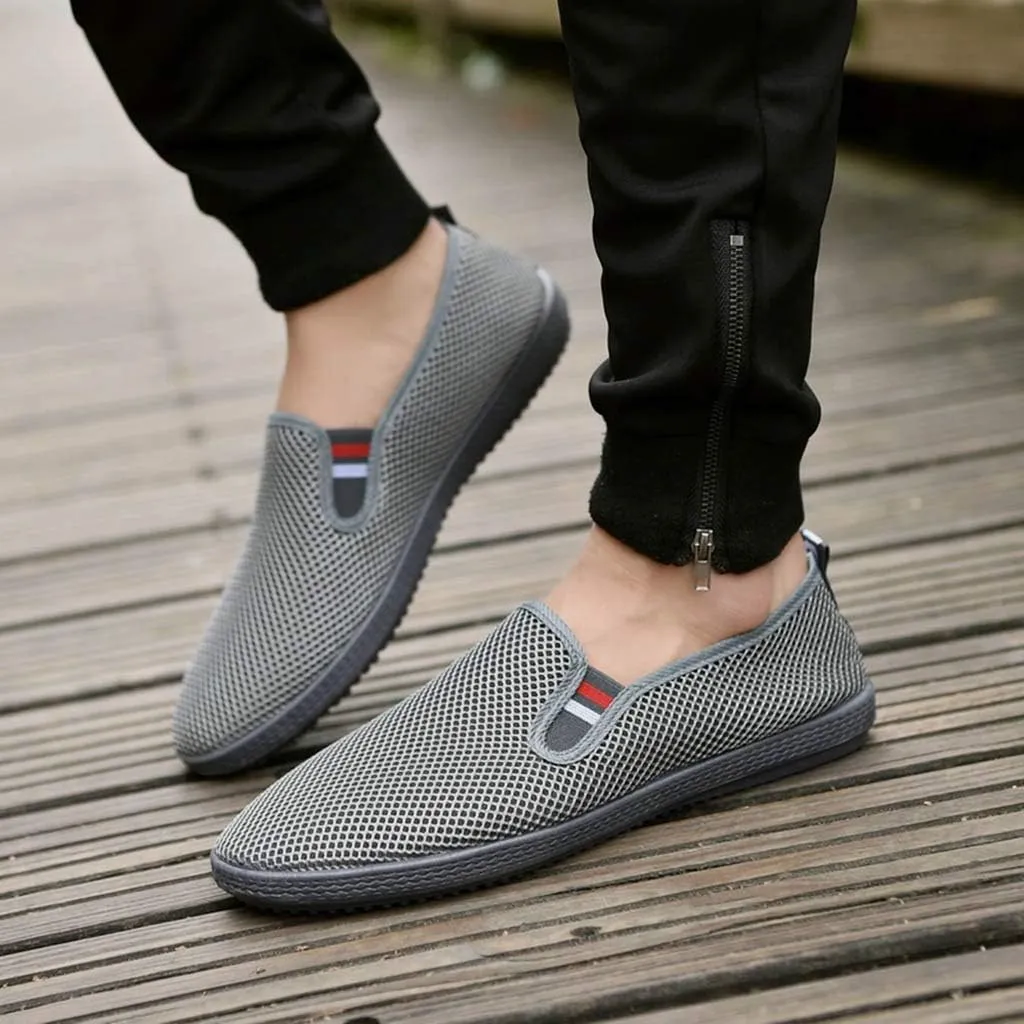 CsgrFagr Fashion Men Mesh Casual Slip-On Breathable Driving Boat Shoes Dress Shoes Sketches Men Wide Fit Shoes (Grey, 7)