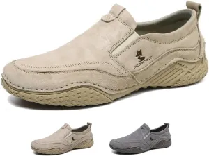 Cubicbee Men's Italian Handmade Suede Ankle Chukka Waterproof Outdoor Hiking Low Top Boots Non-Slip Breathable Loafers Casual Flats Driving Sneakers
