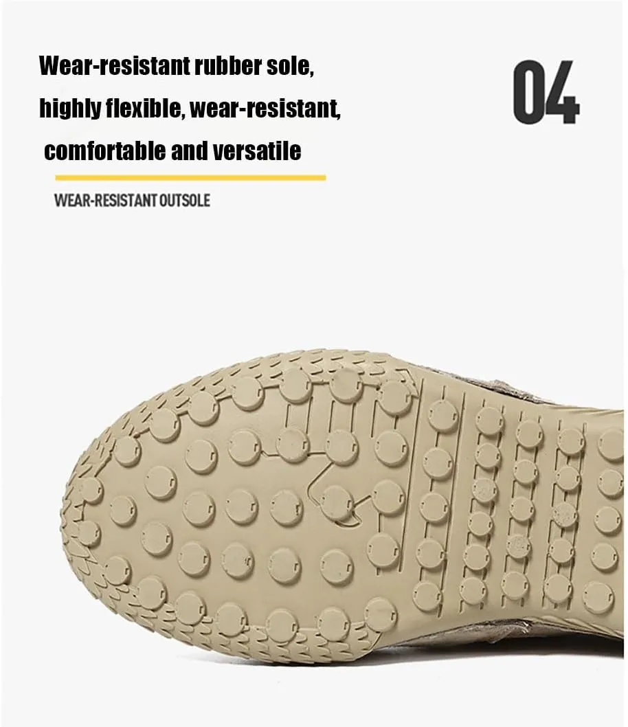 Cubicbee Men's Italian Handmade Suede Ankle Chukka Waterproof Outdoor Hiking Low Top Boots Non-Slip Breathable Loafers Casual Flats Driving Sneakers