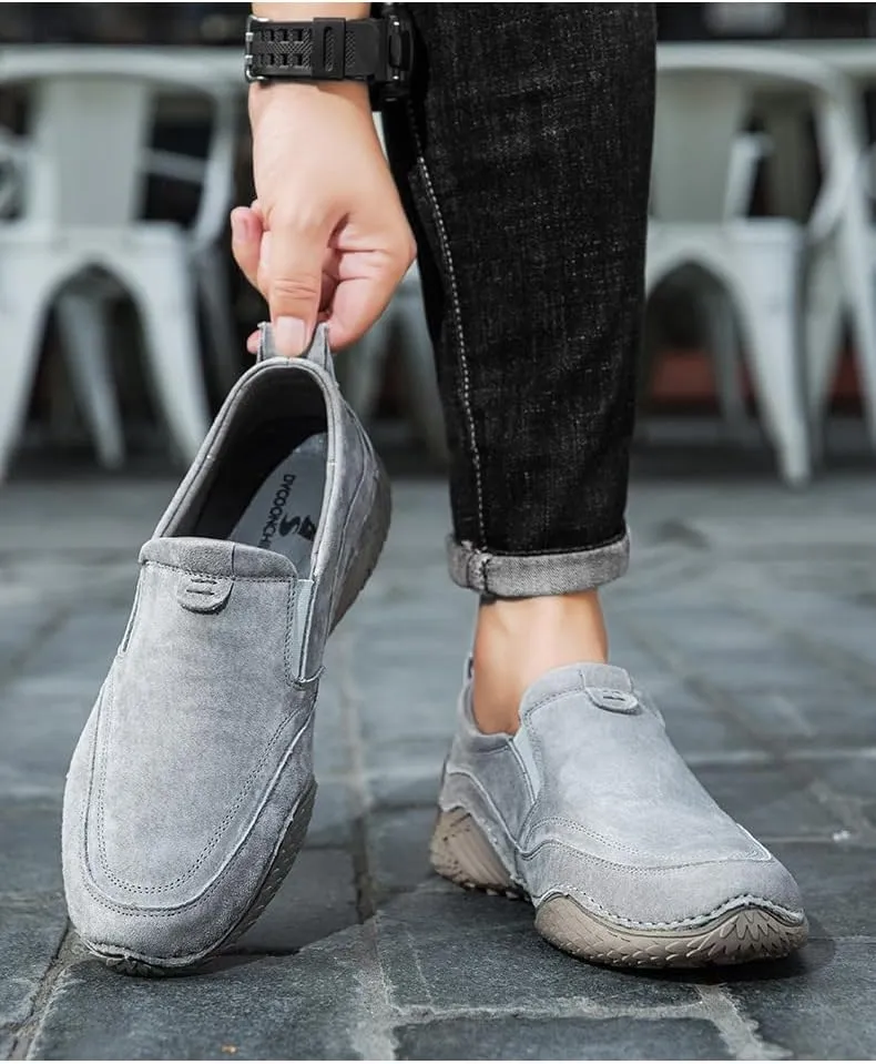 Cubicbee Men's Italian Handmade Suede Ankle Chukka Waterproof Outdoor Hiking Low Top Boots Non-Slip Breathable Loafers Casual Flats Driving Sneakers