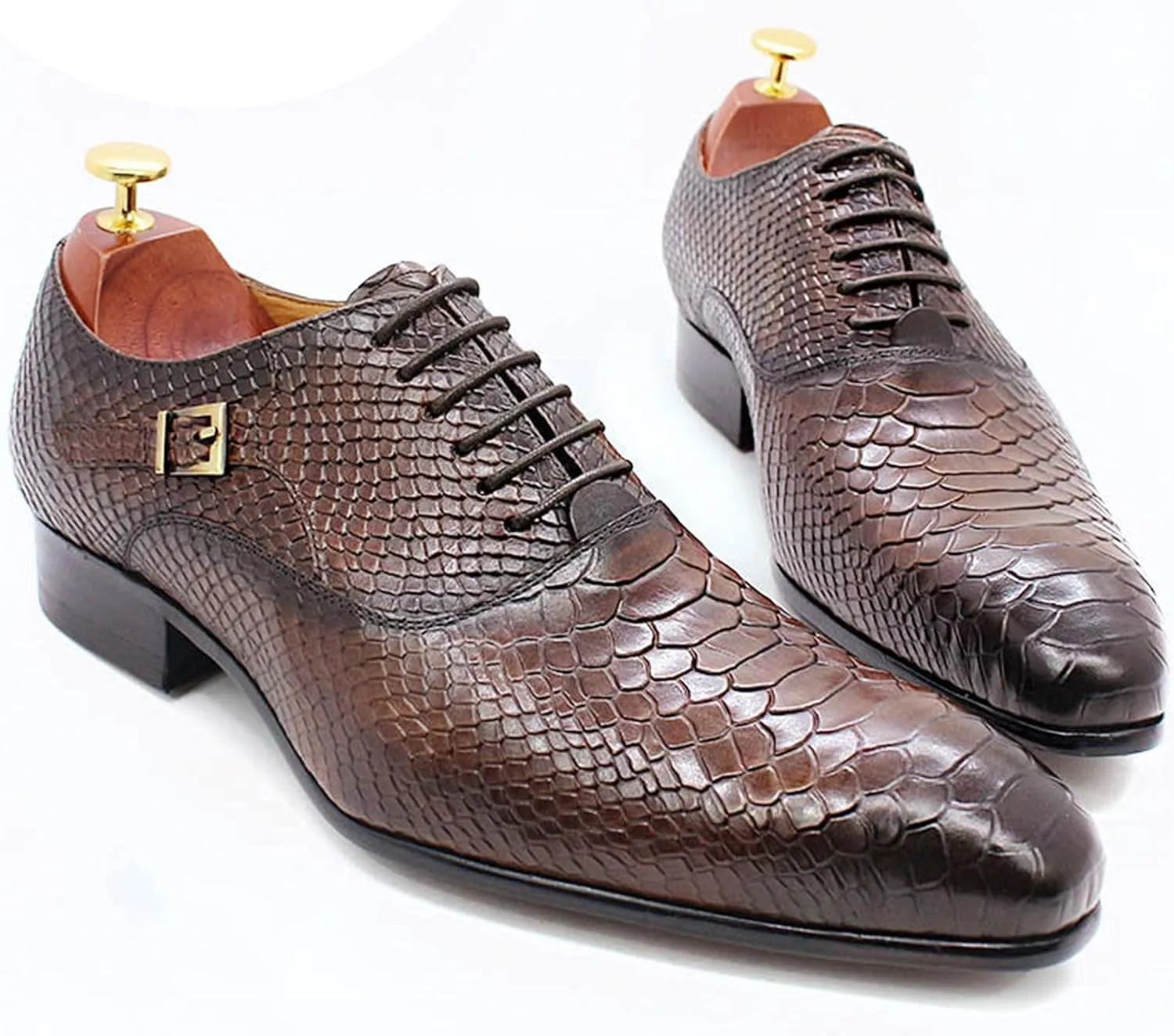 Derby Shoes for Men Business Oxford Shoes Brogue Leather Mens Dress Shoes Lace-Ups Monk Formal Wedding Brown-US7/UK6/EU39