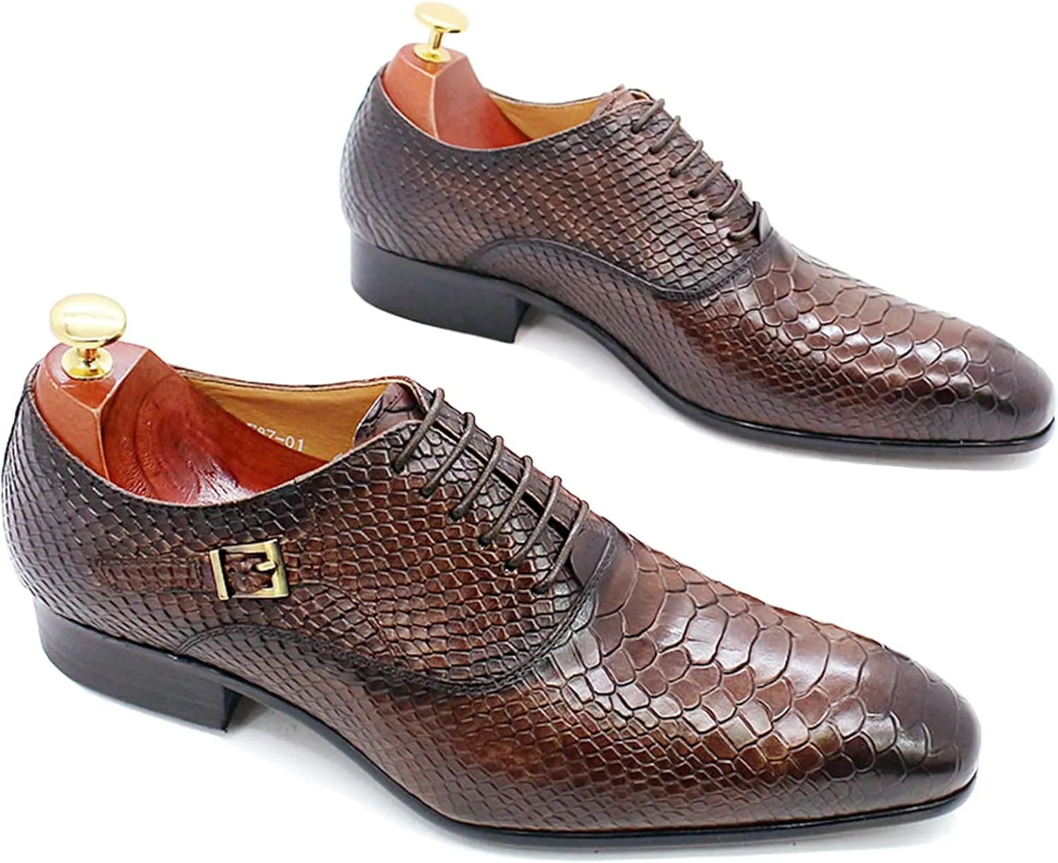 Derby Shoes for Men Business Oxford Shoes Brogue Leather Mens Dress Shoes Lace-Ups Monk Formal Wedding Brown-US7/UK6/EU39