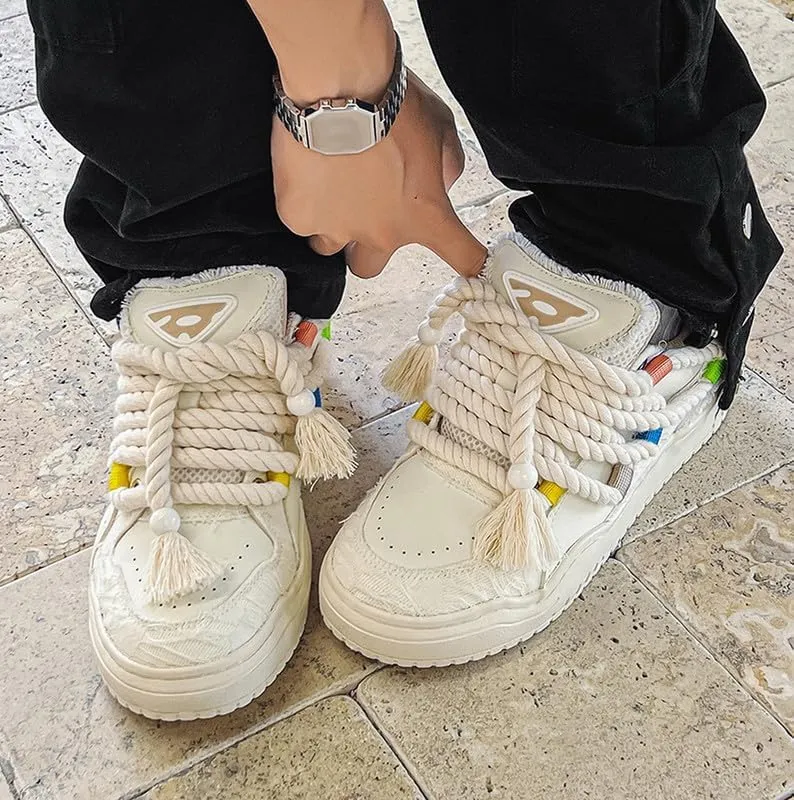 DHOVOR Men's Skateboard Shoes Youth Fashion Platform Sneakers Non Slip Walking Shoes Comfortable Casual Shoes for Mens