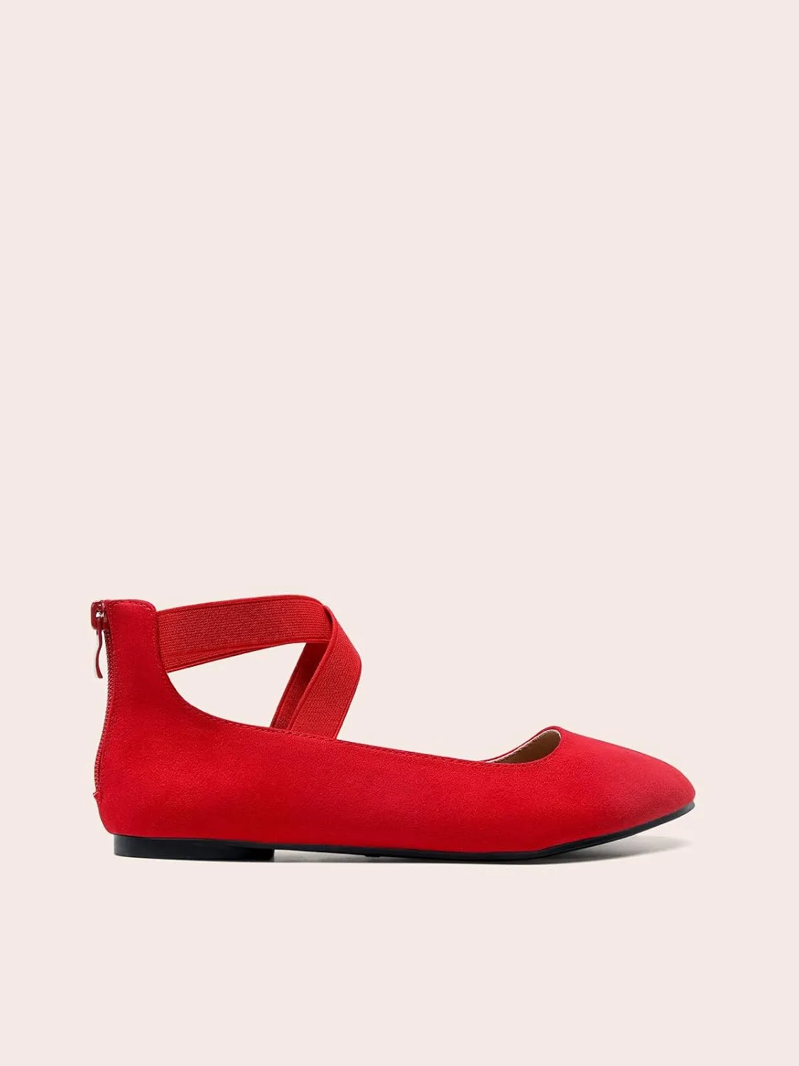 DREAM PAIRS Women's Comfortable Fashion Elastic Ankle Straps Flats Shoes