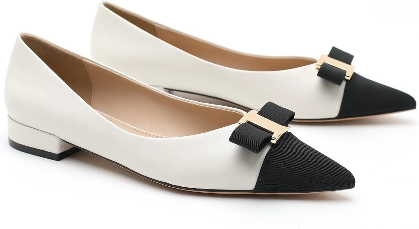 Genuine Leather Ballet Flats Shoes for Women Pointed Toe Flats Comfortable Slip On Flats Shoes for Driving Dating Wedding