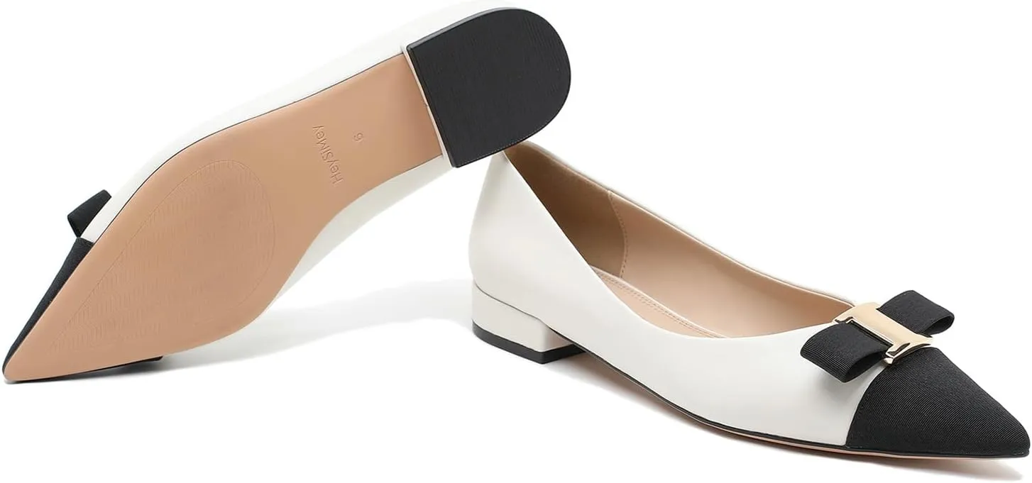 Genuine Leather Ballet Flats Shoes for Women Pointed Toe Flats Comfortable Slip On Flats Shoes for Driving Dating Wedding