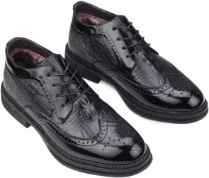 HASMI Bullock Men's Shoes British Carved Leather Business Formal Men's Leather Shoes Lace-up Breathable Single Shoes Pointed Shoes