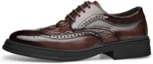 HASMI Bullock Men's Shoes British Carved Leather Business Formal Men's Leather Shoes Lace-up Breathable Single Shoes Pointed Shoes