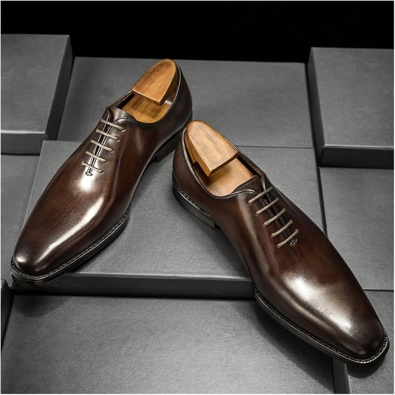 HASMI Men's Leather Shoes Business Formal Oxford Shoes Autumn British Style Groom Leather Shoes Men