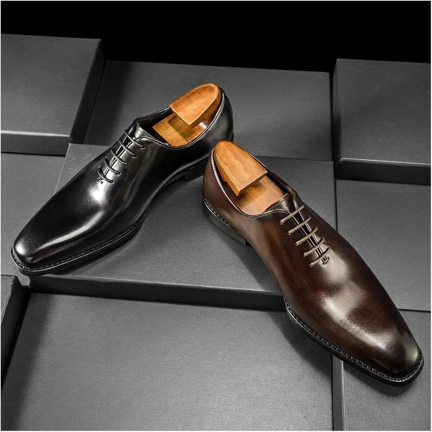 HASMI Men's Leather Shoes Business Formal Oxford Shoes Autumn British Style Groom Leather Shoes Men