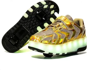 Led Light Roller Skate Sneakers with Wheels Girls Boys Shoes USB Rechargeable Dual Wheel Blinking Skate Sneaker Shoes Christmas