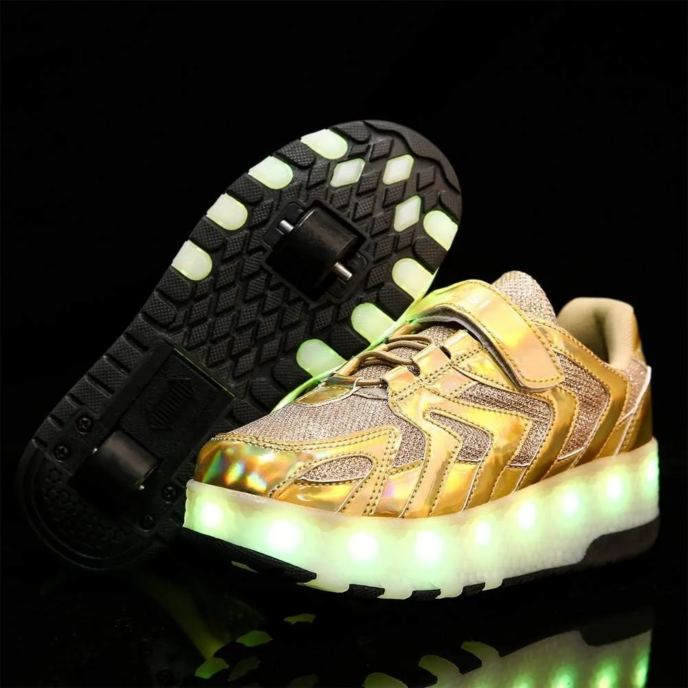 Led Light Roller Skate Sneakers with Wheels Girls Boys Shoes USB Rechargeable Dual Wheel Blinking Skate Sneaker Shoes Christmas