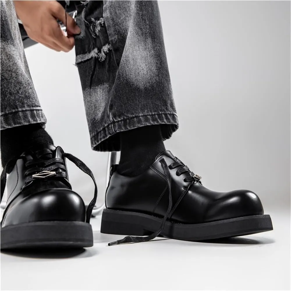 Lug Sole Business Casual Formal Work Shoe Heightening Soft Bottom Shoes Loafers Classic Round Toe Lightweight and Comfortable for Formal and Everyday Wear