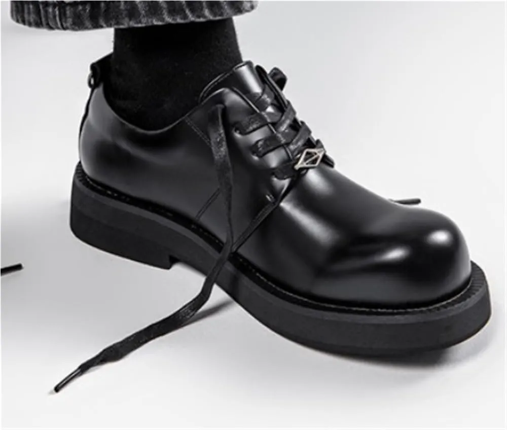 Lug Sole Business Casual Formal Work Shoe Heightening Soft Bottom Shoes Loafers Classic Round Toe Lightweight and Comfortable for Formal and Everyday Wear