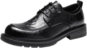 Men Classic Oxford Dress Shoes Leather Pointed Toe Brogue Formal Business Comfortable Platform Wedding Low Top Non Slip Stylish Tuxedo Genuine Leather Office