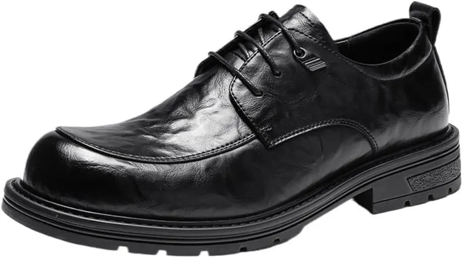 Men Classic Oxford Dress Shoes Leather Pointed Toe Brogue Formal Business Comfortable Platform Wedding Low Top Non Slip Stylish Tuxedo Genuine Leather Office