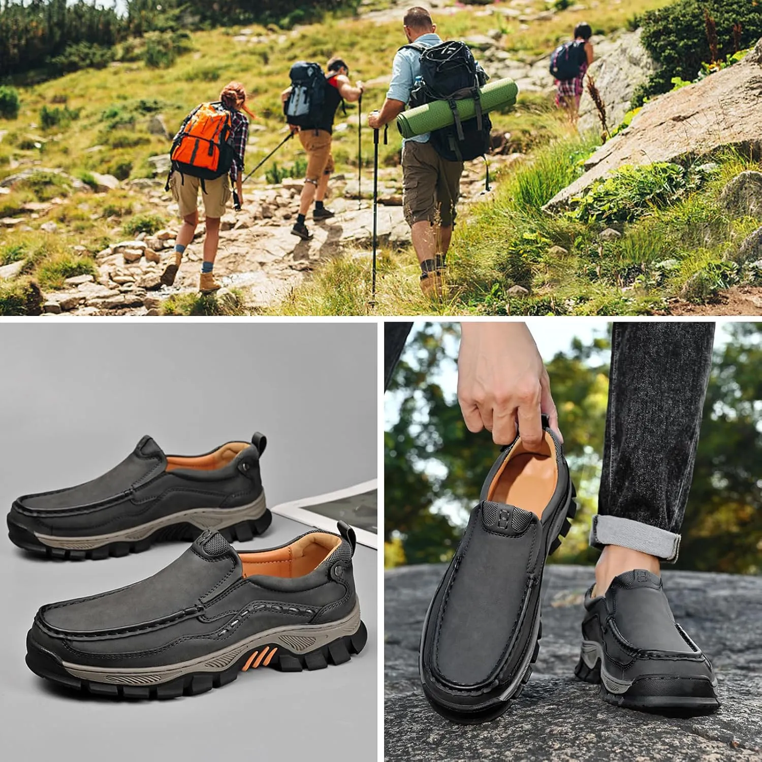 Men Loafers Comfortable Casual Shoes Walking Sneakers Oxford Waterproof Hiking Boots for Work Dress Travel