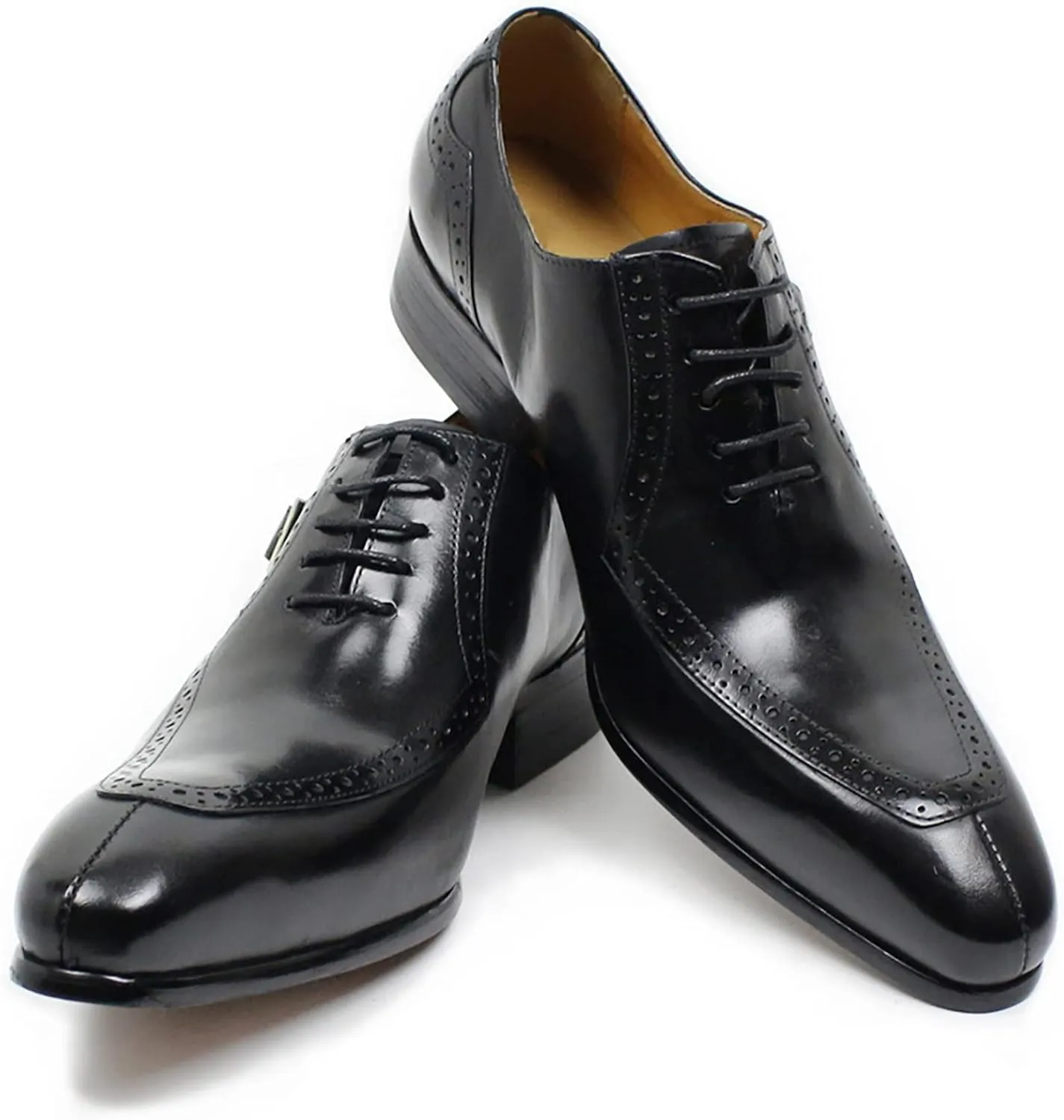 Men Work Uniform Leather Lace-up Brogues Formal Dress Retro Oxfords Wedding Party Derbys Breathable,Black-40