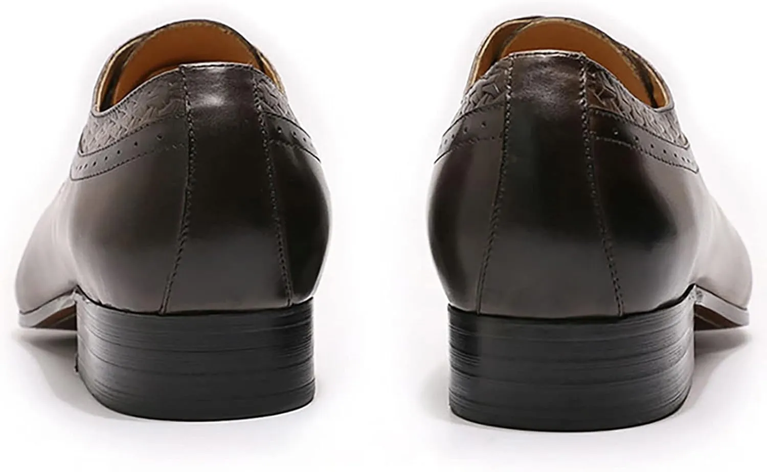 Men Work Uniform Leather Lace-ups Formal Dress Retro Oxfords Wedding Party Derbys Breathable,Brown-38