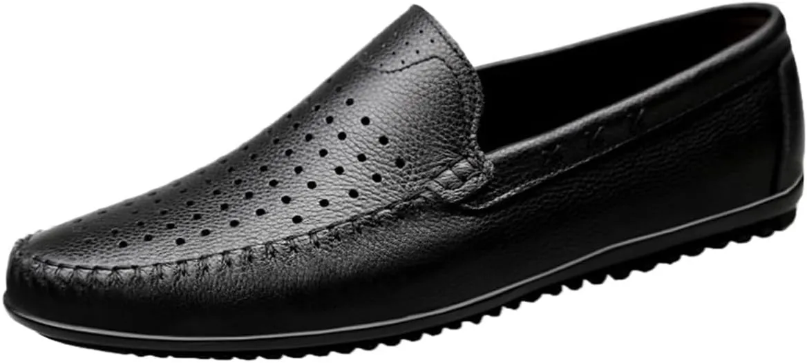 Men's Breathable Leather Loafers – Lightweight Slip-On Driving Moccasins, Anti-Slip, Comfortable Casual Shoes for Walking