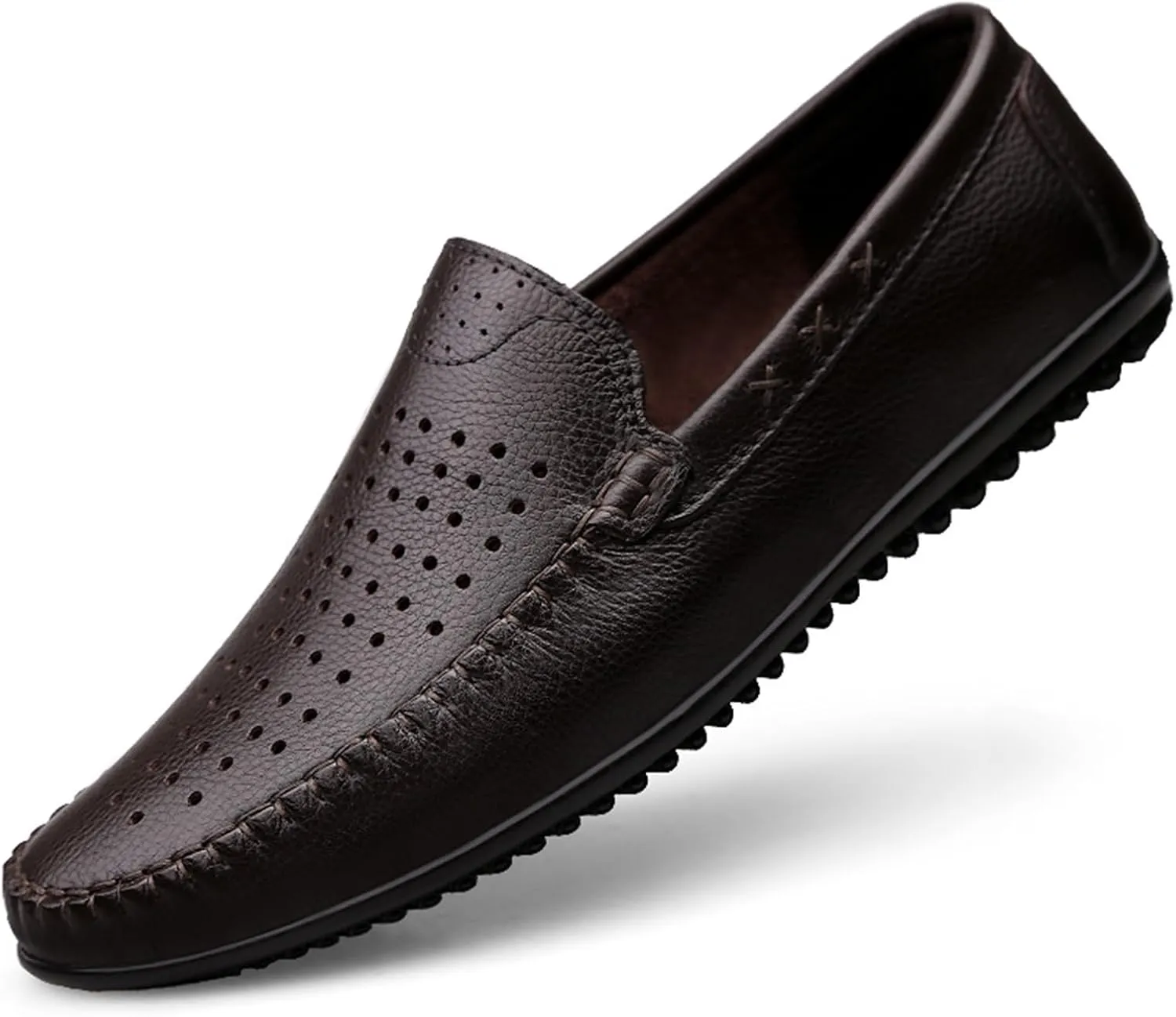 Men's Breathable Leather Loafers – Lightweight Slip-On Driving Moccasins, Anti-Slip, Comfortable Casual Shoes for Walking