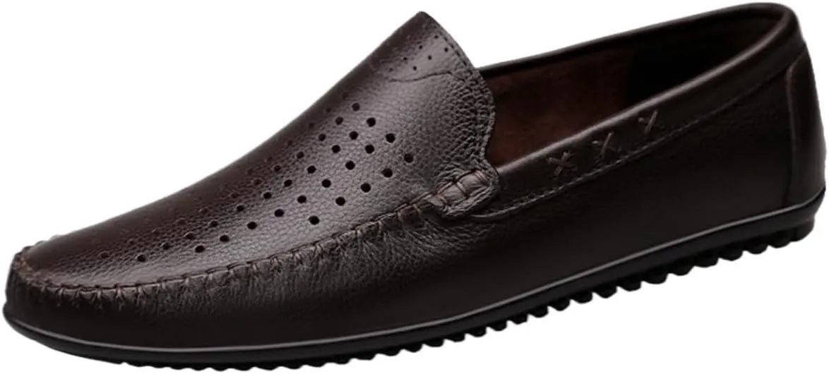 Men's Breathable Leather Loafers – Lightweight Slip-On Driving Moccasins, Anti-Slip, Comfortable Casual Shoes for Walking