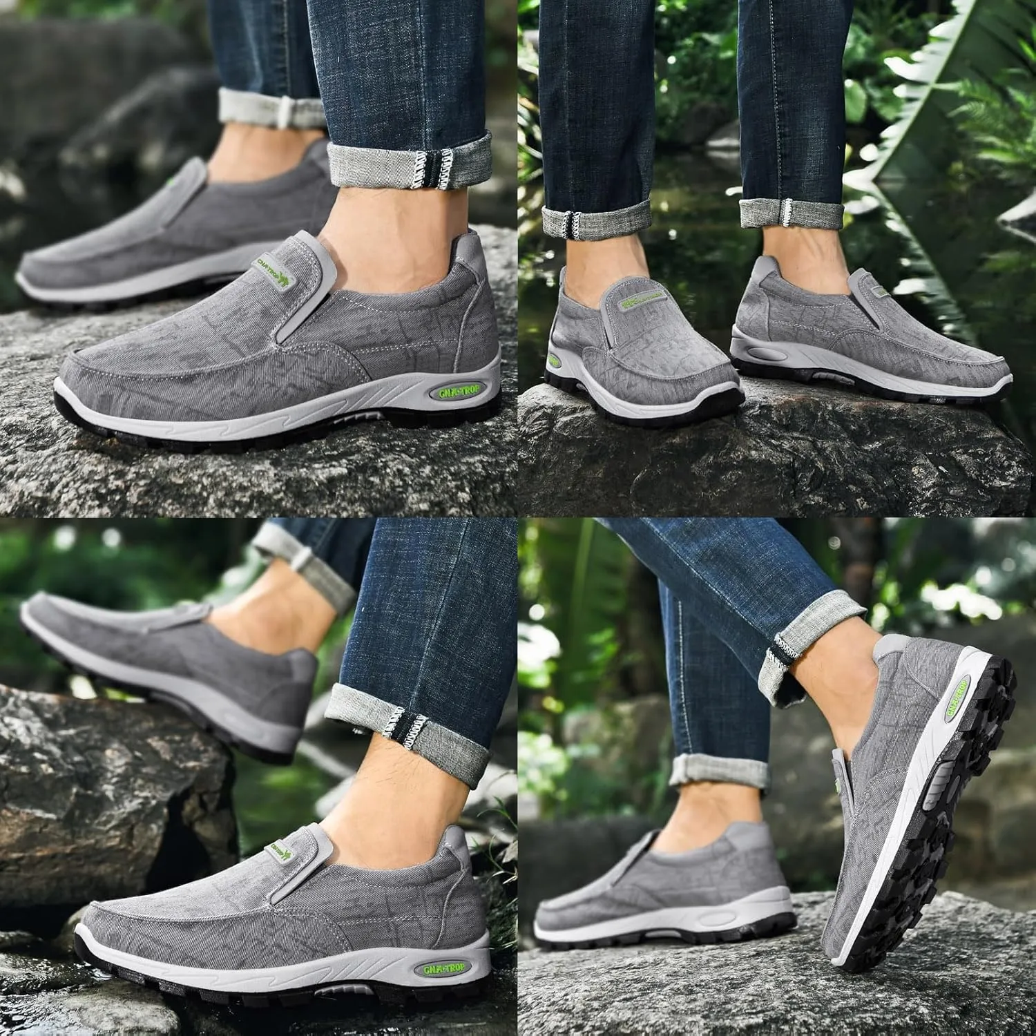 Men's Canvas Slip-on Orthopedic Loafers,Outdoor Breathable Non-Slip Fashion Flats Driving Sneakers Casual Walking Boat Shoes