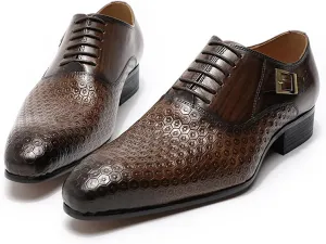 Men's Casual Oxford Shoes Lace-up Business Formal Derbys Breathable Leather Dress Shoes,Brown-47