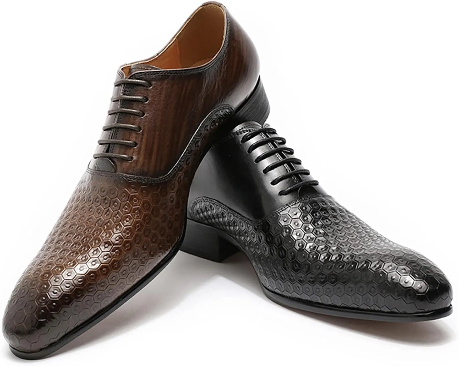 Men's Casual Oxford Shoes Lace-up Business Formal Derbys Breathable Leather Dress Shoes,Brown-47