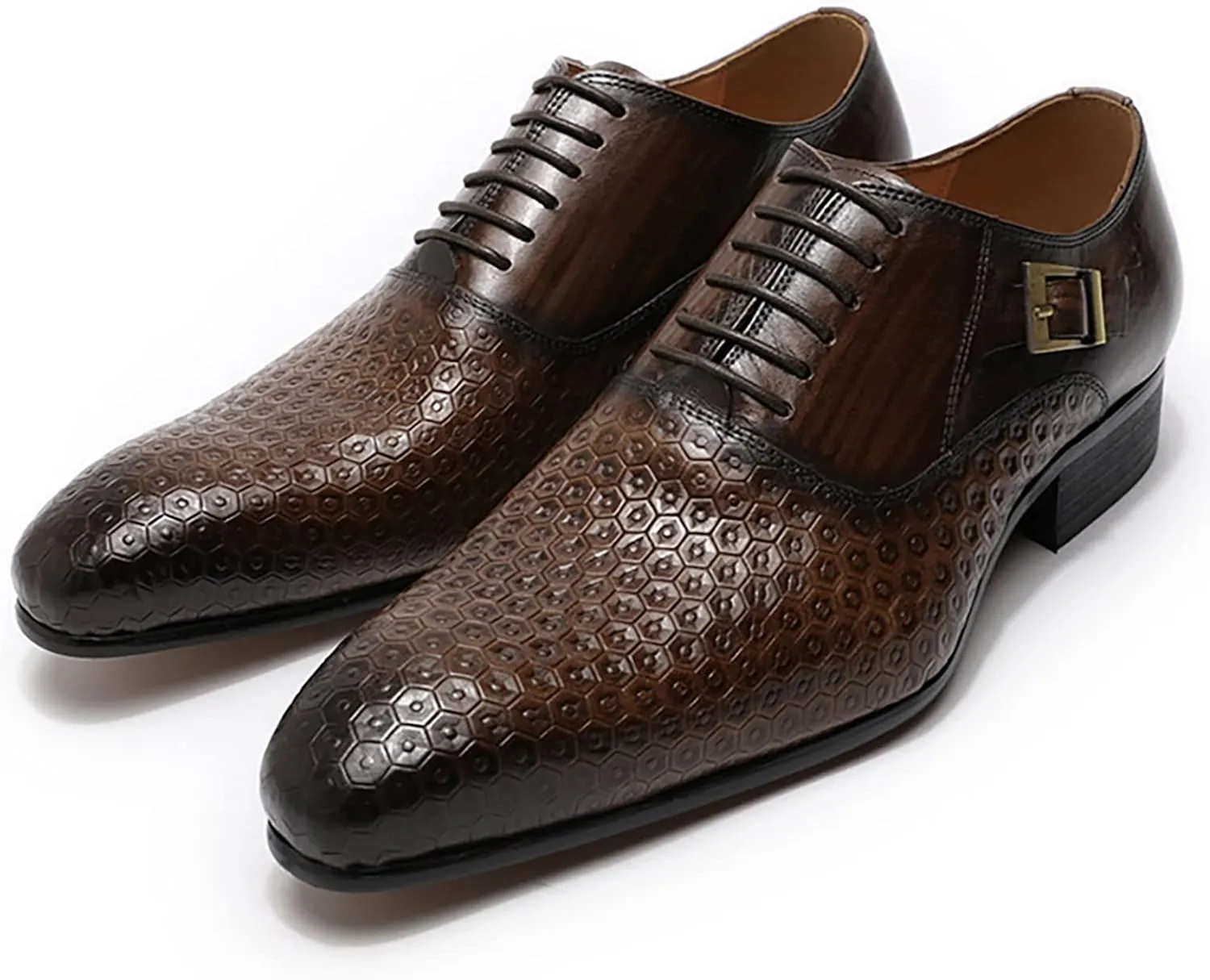 Men's Casual Oxford Shoes Lace-up Business Formal Derbys Breathable Leather Dress Shoes,Brown-47