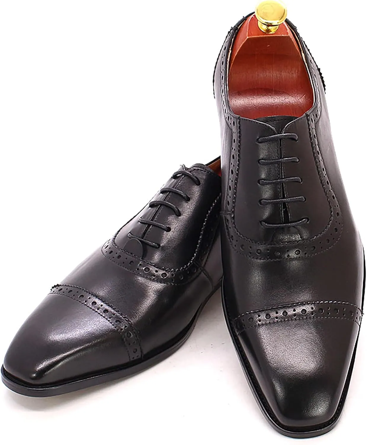 Men's Classic Formal Oxford Wingtip Dress Shoes Brogues Derbys Casual Lace-up Shoes Business Wedding Party,Black-40