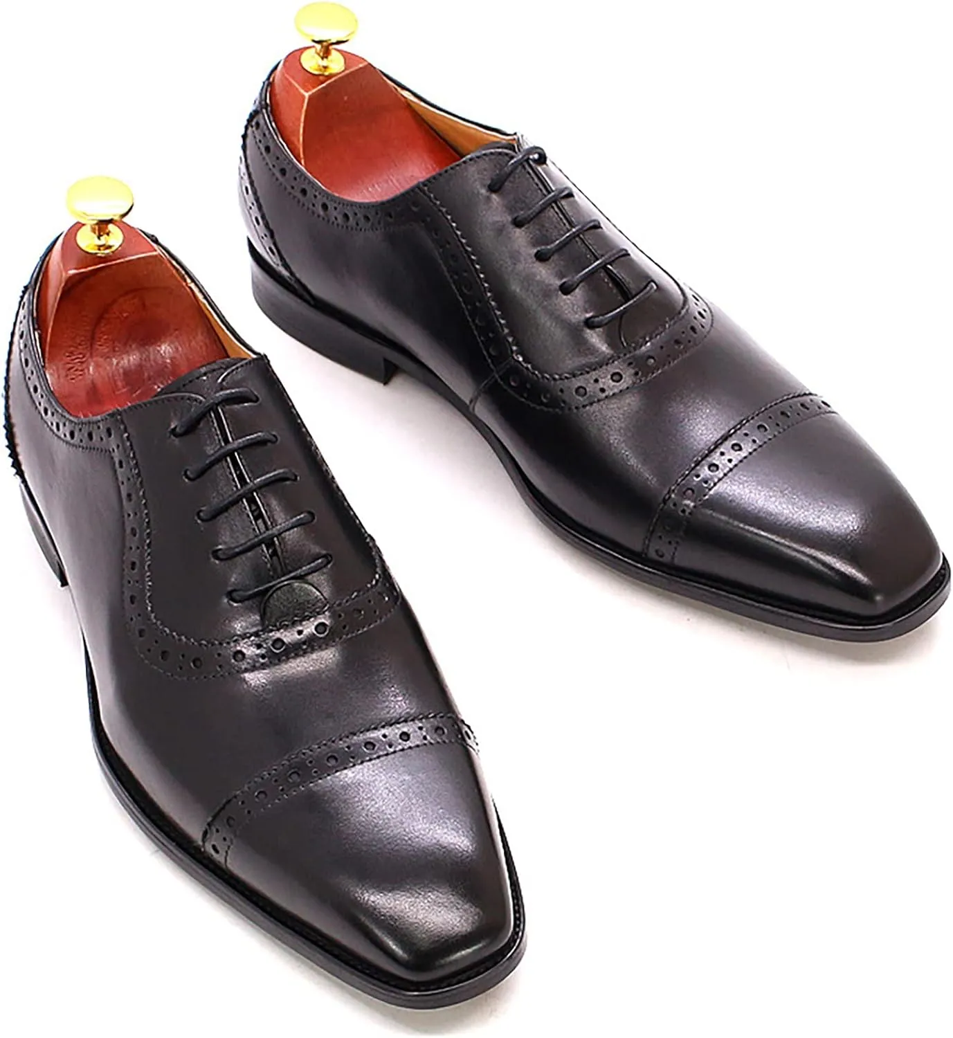 Men's Classic Formal Oxford Wingtip Dress Shoes Brogues Derbys Casual Lace-up Shoes Business Wedding Party,Black-40