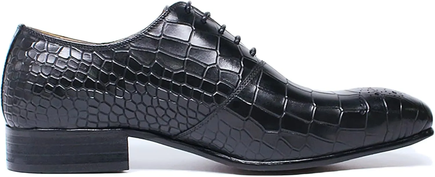 Men's Classic Lace-up Shoes Casual Wingtip Derbys Business Wedding Party Formal Oxford Shoes,Black-40
