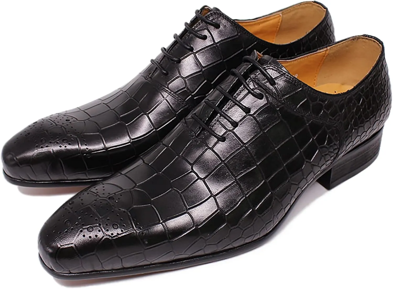 Men's Classic Lace-up Shoes Casual Wingtip Derbys Business Wedding Party Formal Oxford Shoes,Black-40
