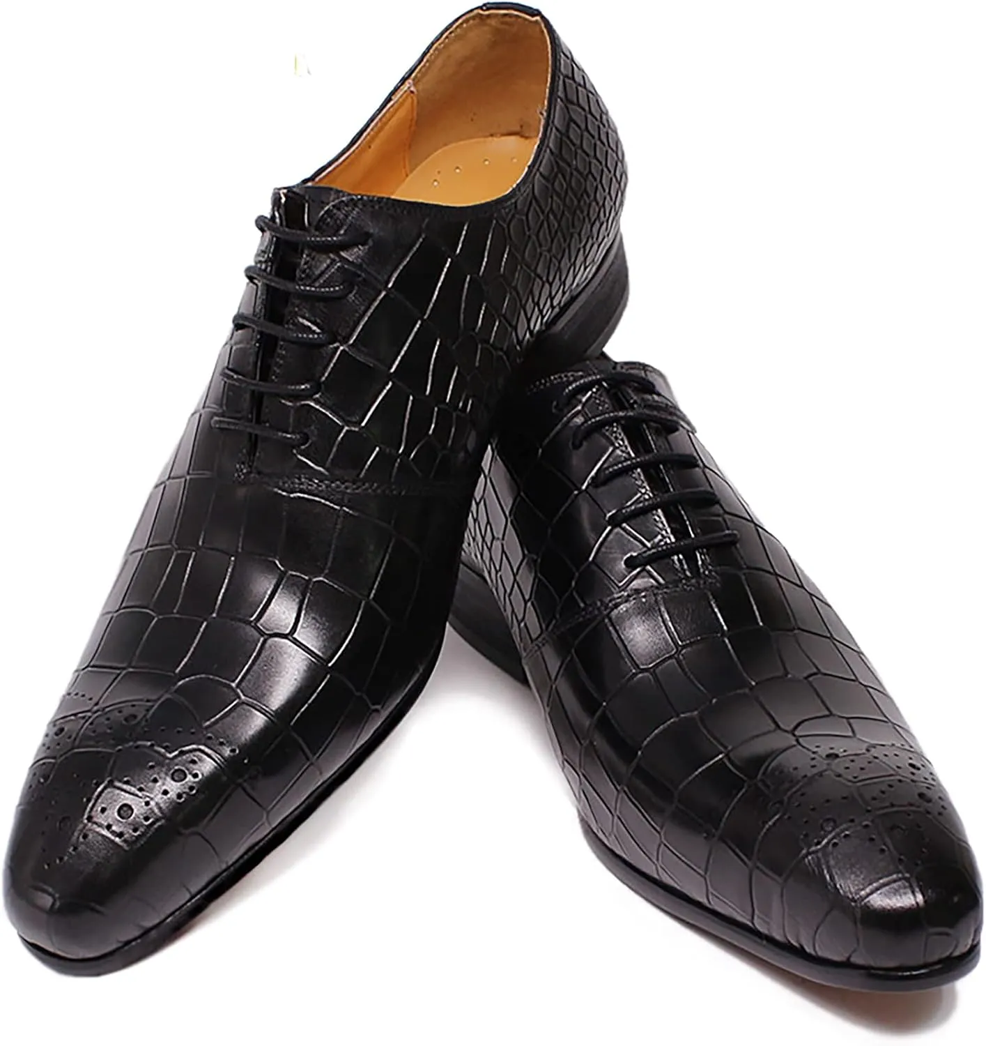 Men's Classic Lace-up Shoes Casual Wingtip Derbys Business Wedding Party Formal Oxford Shoes,Black-40