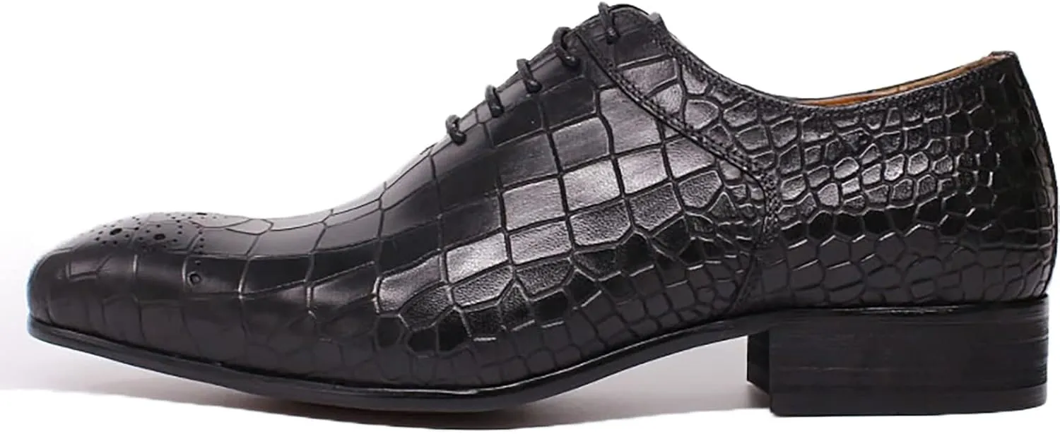 Men's Classic Lace-up Shoes Casual Wingtip Derbys Business Wedding Party Formal Oxford Shoes,Black-40