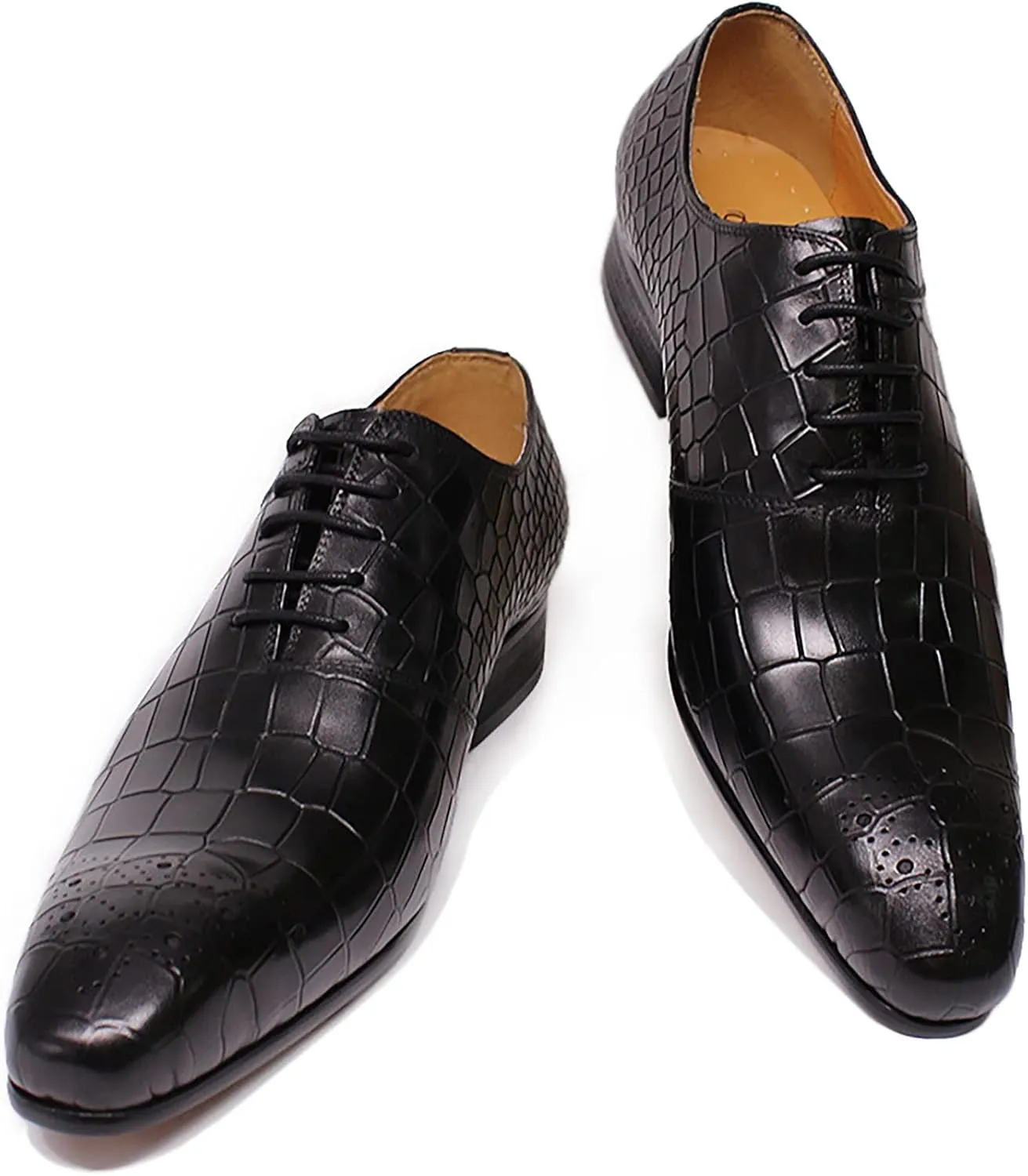 Men's Classic Lace-up Shoes Casual Wingtip Derbys Business Wedding Party Formal Oxford Shoes,Black-40